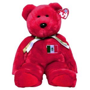 TY Osito Buddy Embroidered Mexican Flag Red Bear Stuffed Animal